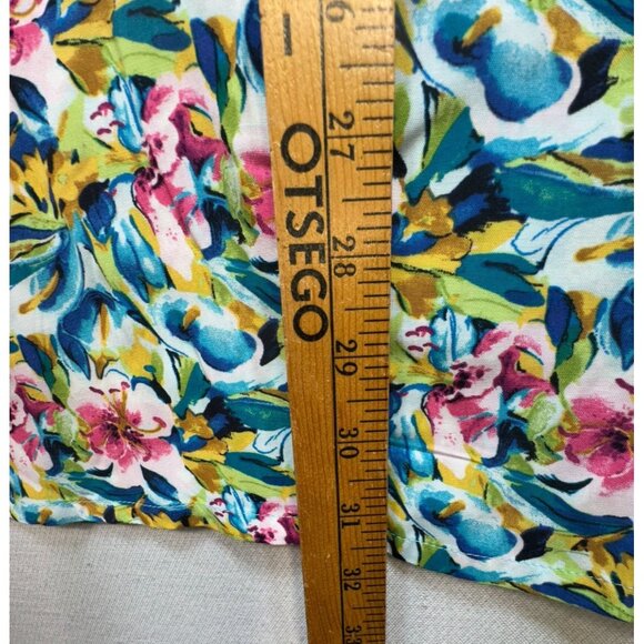 Christopher & Banks Womens Petite Floral A-Line Button-Down Skirt 16P Pink Blue - Picture 6 of 10